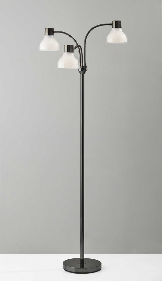 Adjustable Three Light Floor Lamp in Black Nickel Finish With Frosted Inner Shades | Floor Lamps | Modishstore