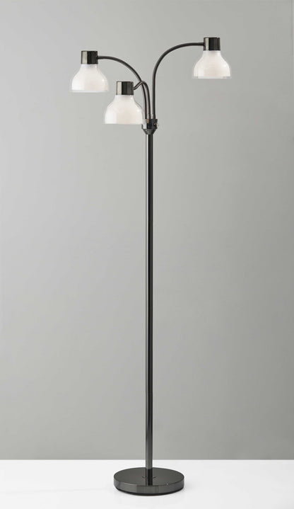 Adjustable Three Light Floor Lamp in Black Nickel Finish With Frosted Inner Shades | Floor Lamps | Modishstore