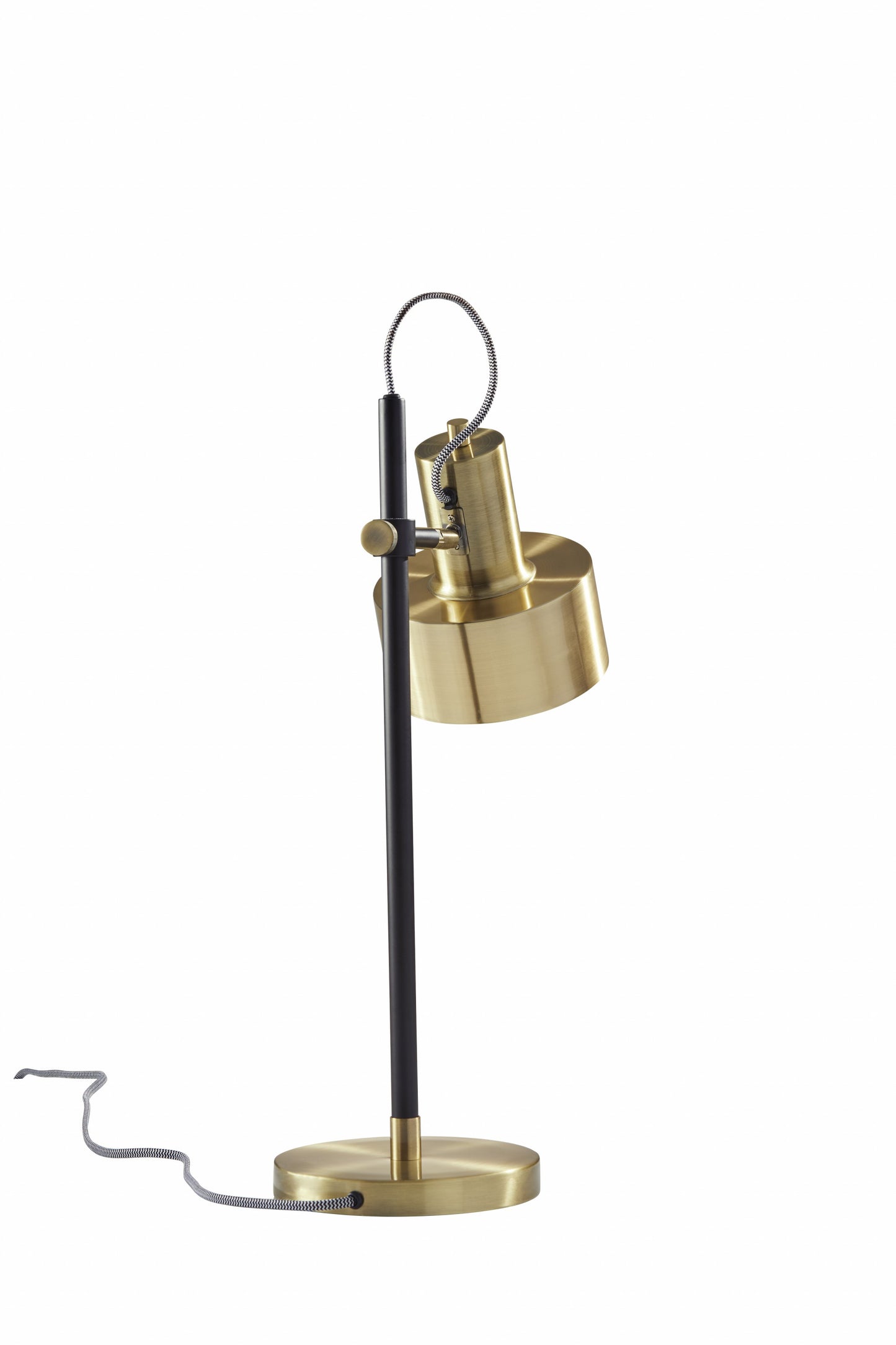 Matte Black Pole with Adjustable Jumbo Antique Brass Metal Shade Retro Desk Lamp By Homeroots | Desk Lamps | Modishstore - 2