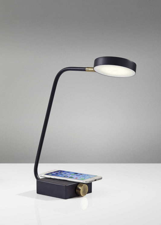 Tech Enhanced Black Metal Disk LED Adjustable Desk Lamp By Homeroots | Desk Lamps | Modishstore