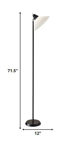 Elemental Black Metal Torchiere with White Cone Shade By Homeroots | Floor Lamps | Modishstore - 5