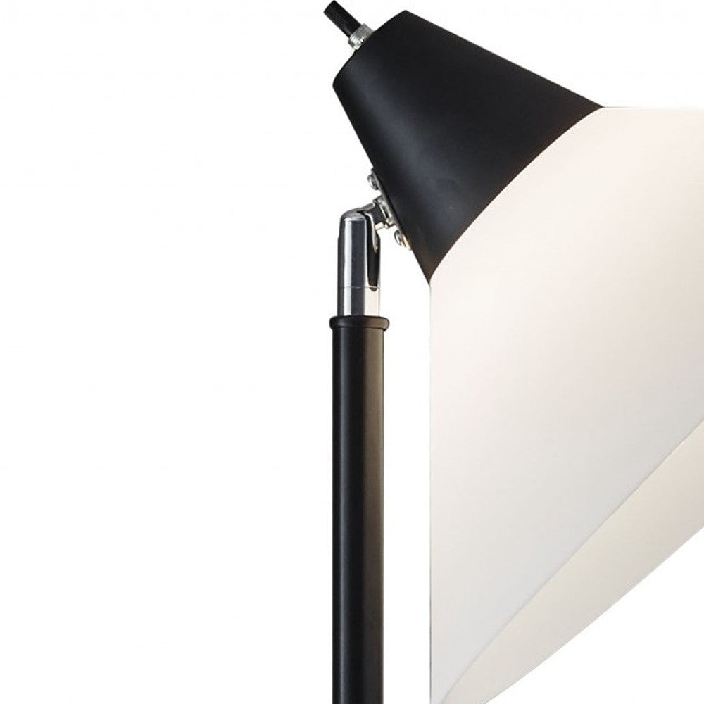 Elemental Black Metal Torchiere with White Cone Shade By Homeroots | Floor Lamps | Modishstore - 3