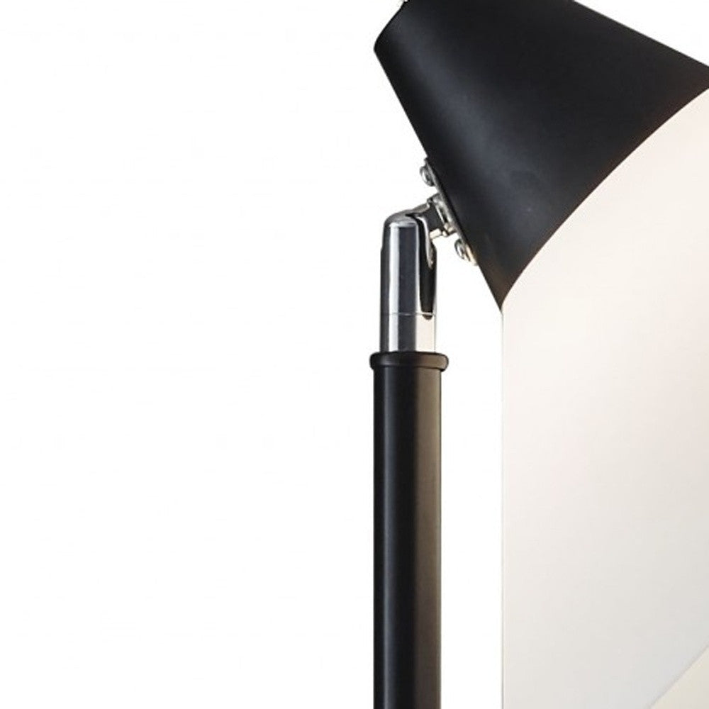 Elemental Black Metal Torchiere with White Cone Shade By Homeroots
