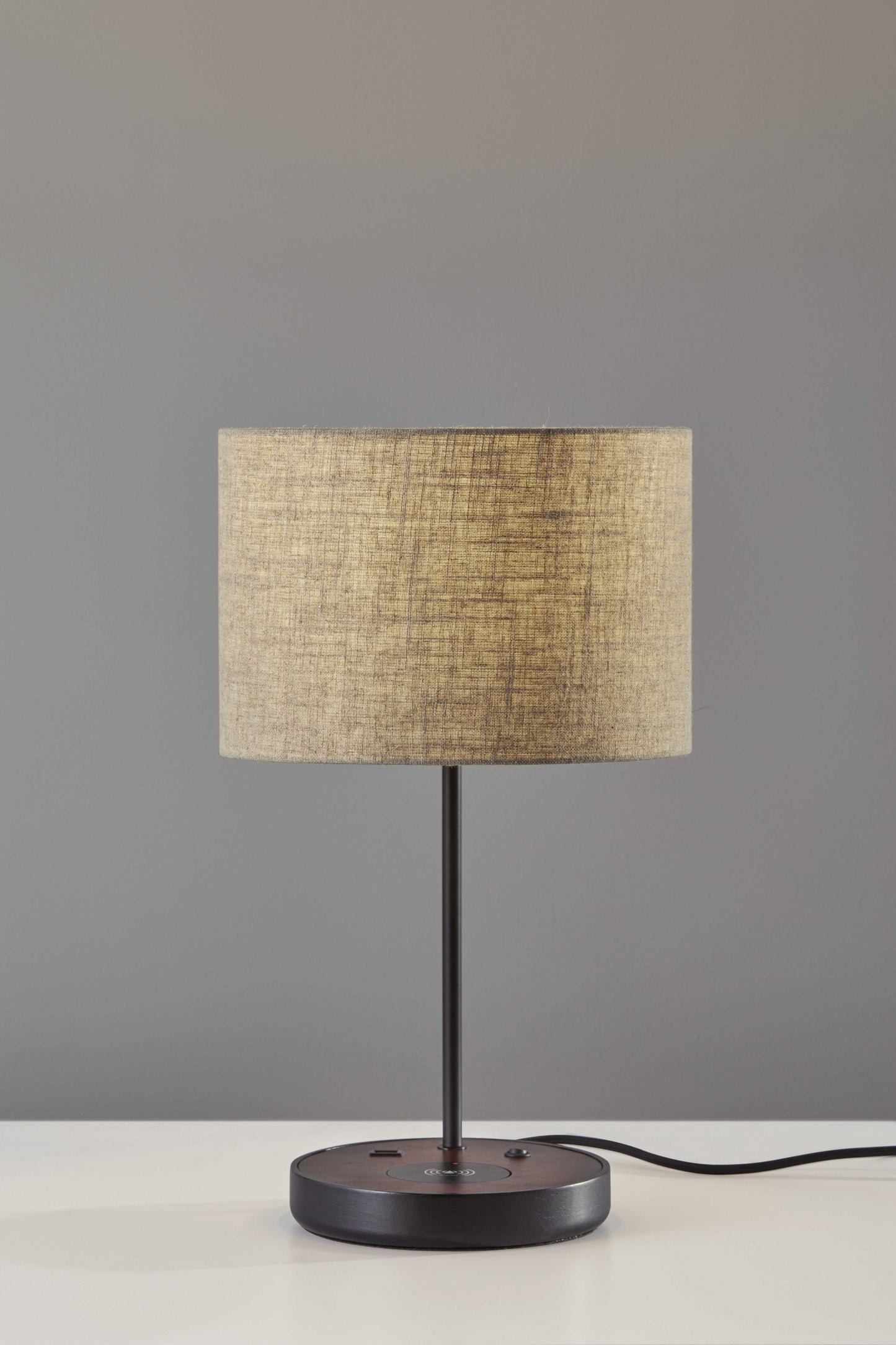Matte Black Metal Wood Wireless Charging Table Lamp By Homeroots | Table Lamps | Modishstore
