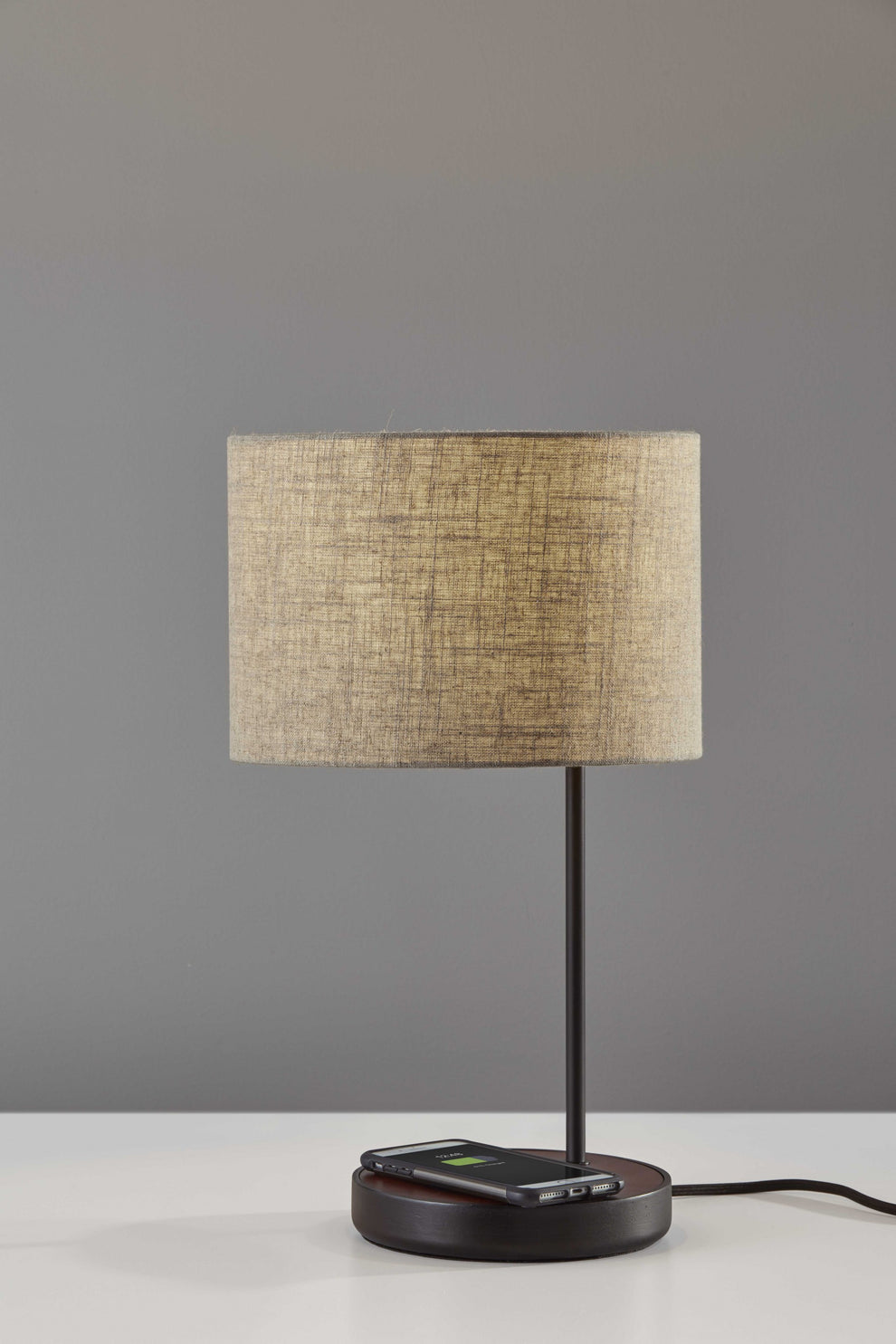 Matte Black Metal Wood Wireless Charging Table Lamp By Homeroots | Table Lamps | Modishstore - 3