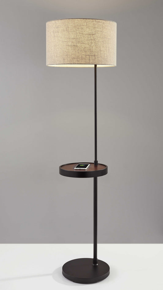 Matte Black Metal Floor Lamp With Wireless Charging Task Shelf By Homeroots - 372633 | Floor Lamps | Modishstore