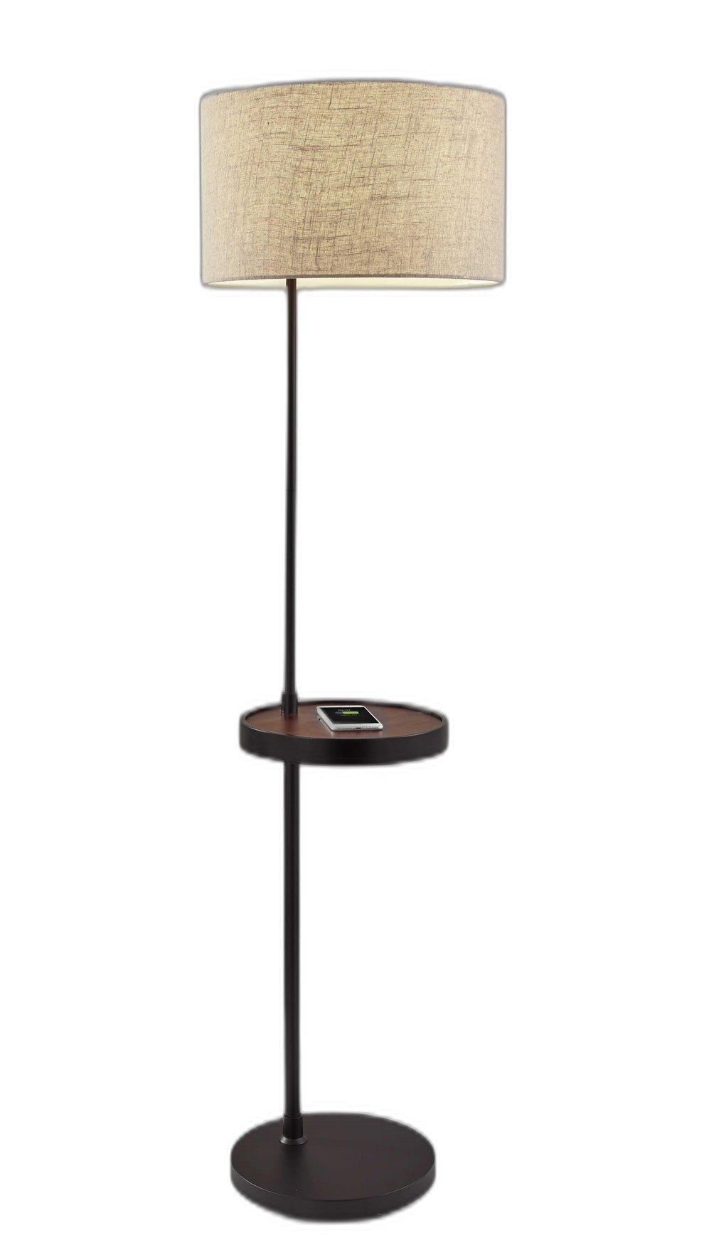 Matte Black Metal Floor Lamp With Wireless Charging Task Shelf By Homeroots - 372633 | Floor Lamps | Modishstore - 3