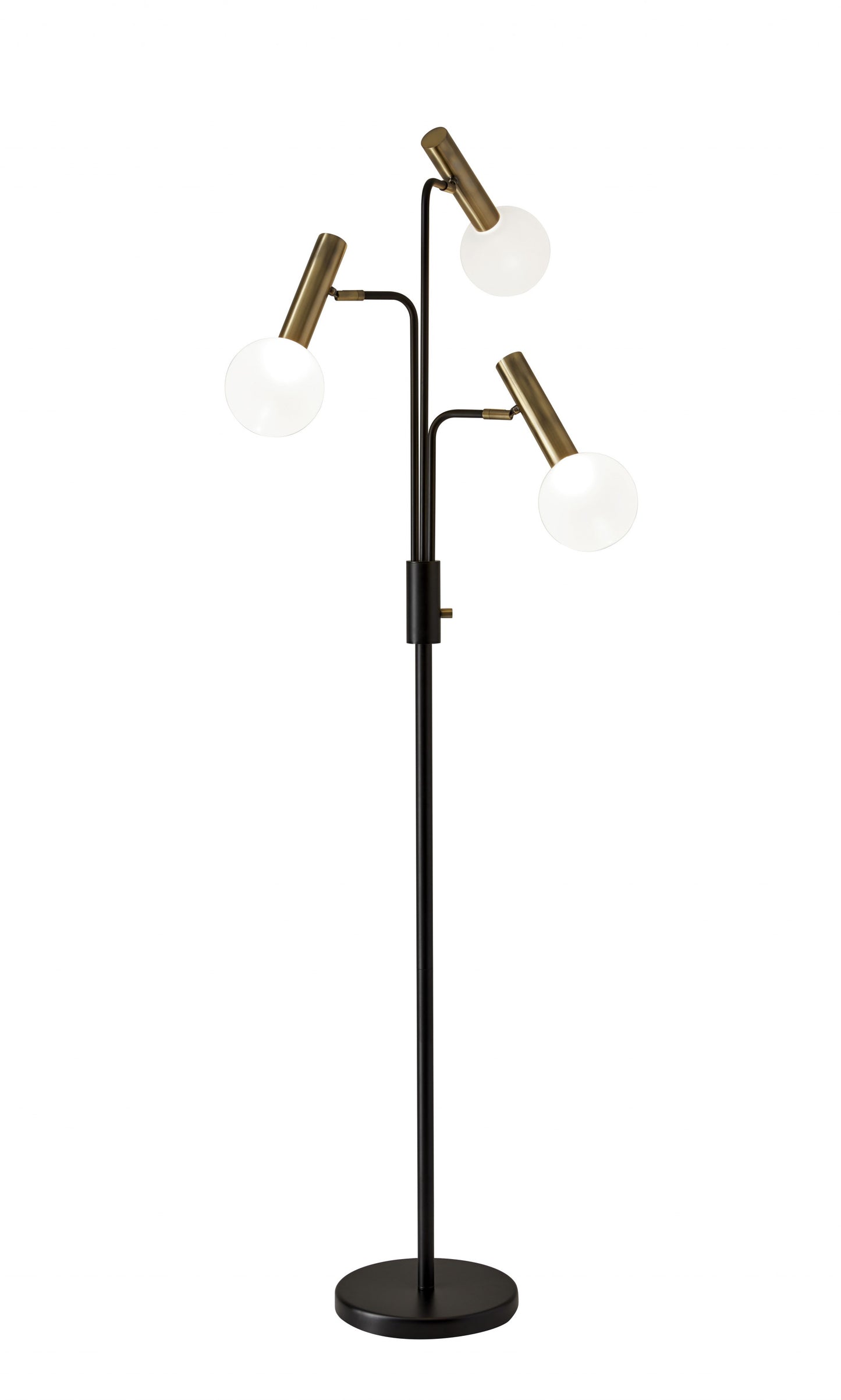 Sleek Black and Brass Finish LED 3-Arm Floor Lamp By Homeroots | Floor Lamps | Modishstore