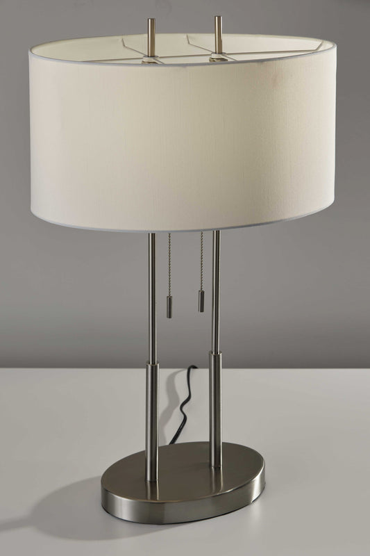 Brushed Steel Dual Pole Metal Table Lamp By Homeroots | Table Lamps | Modishstore - 4