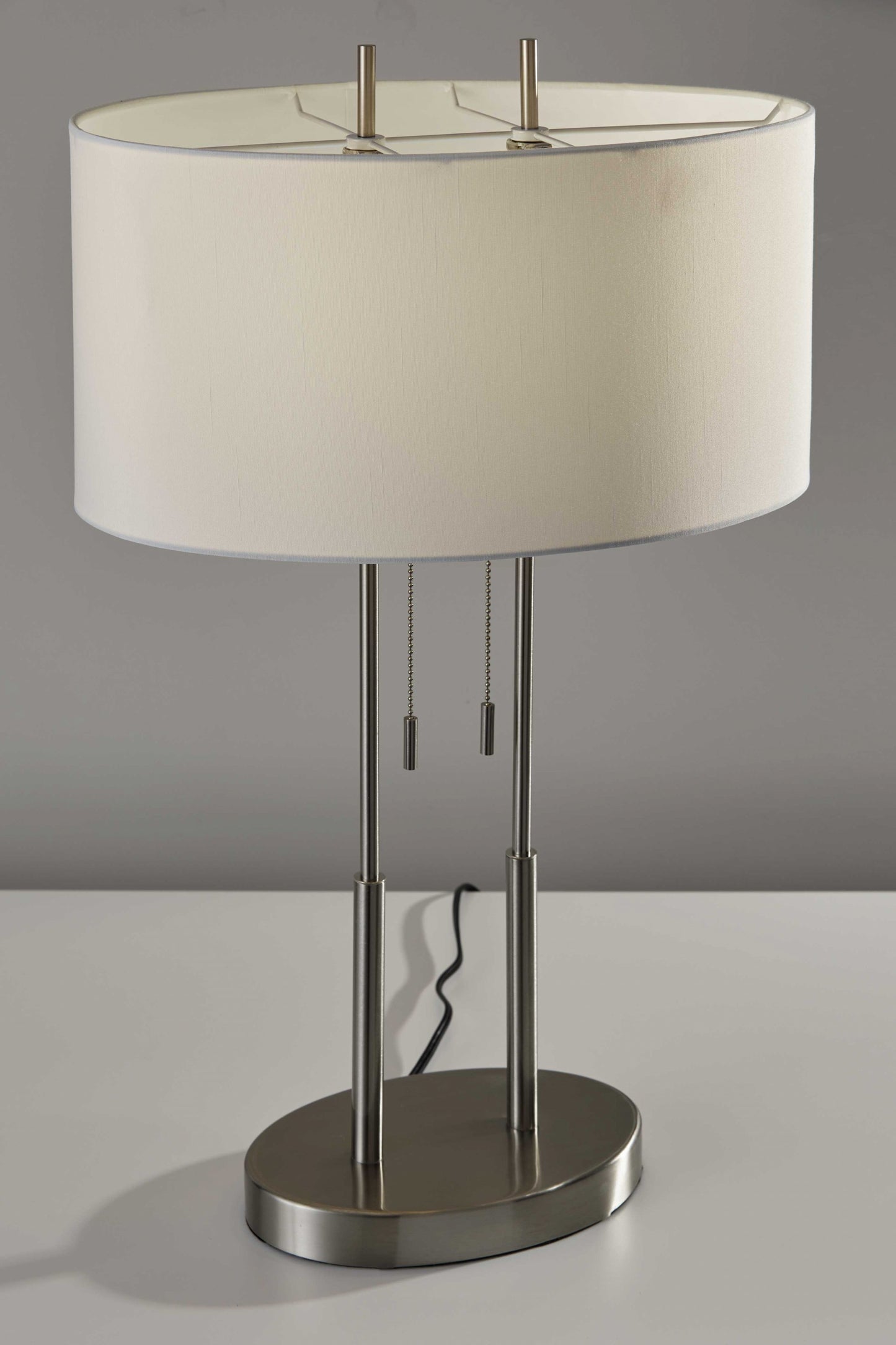 Brushed Steel Dual Pole Metal Table Lamp By Homeroots | Table Lamps | Modishstore