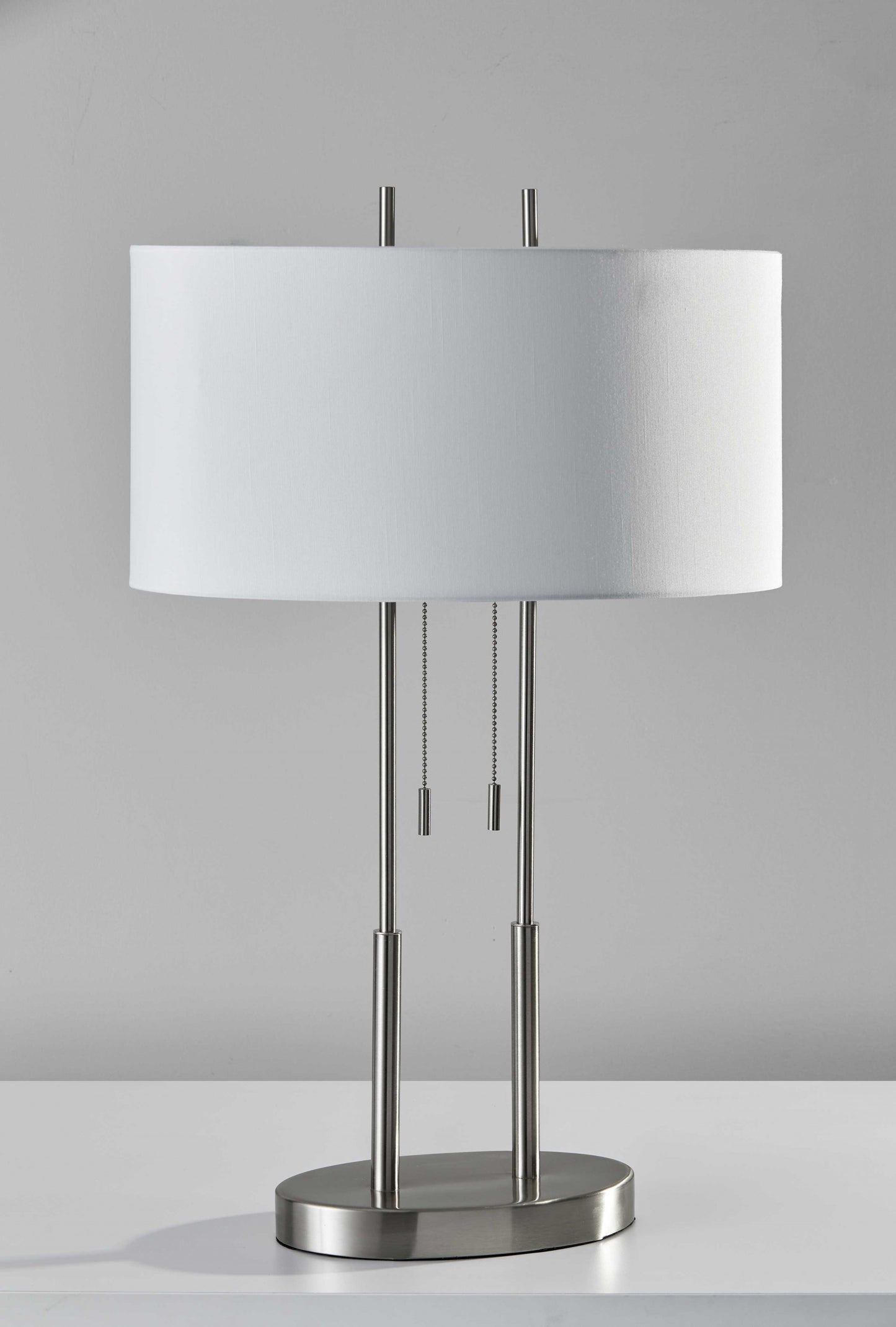 Brushed Steel Dual Pole Metal Table Lamp By Homeroots | Table Lamps | Modishstore - 5