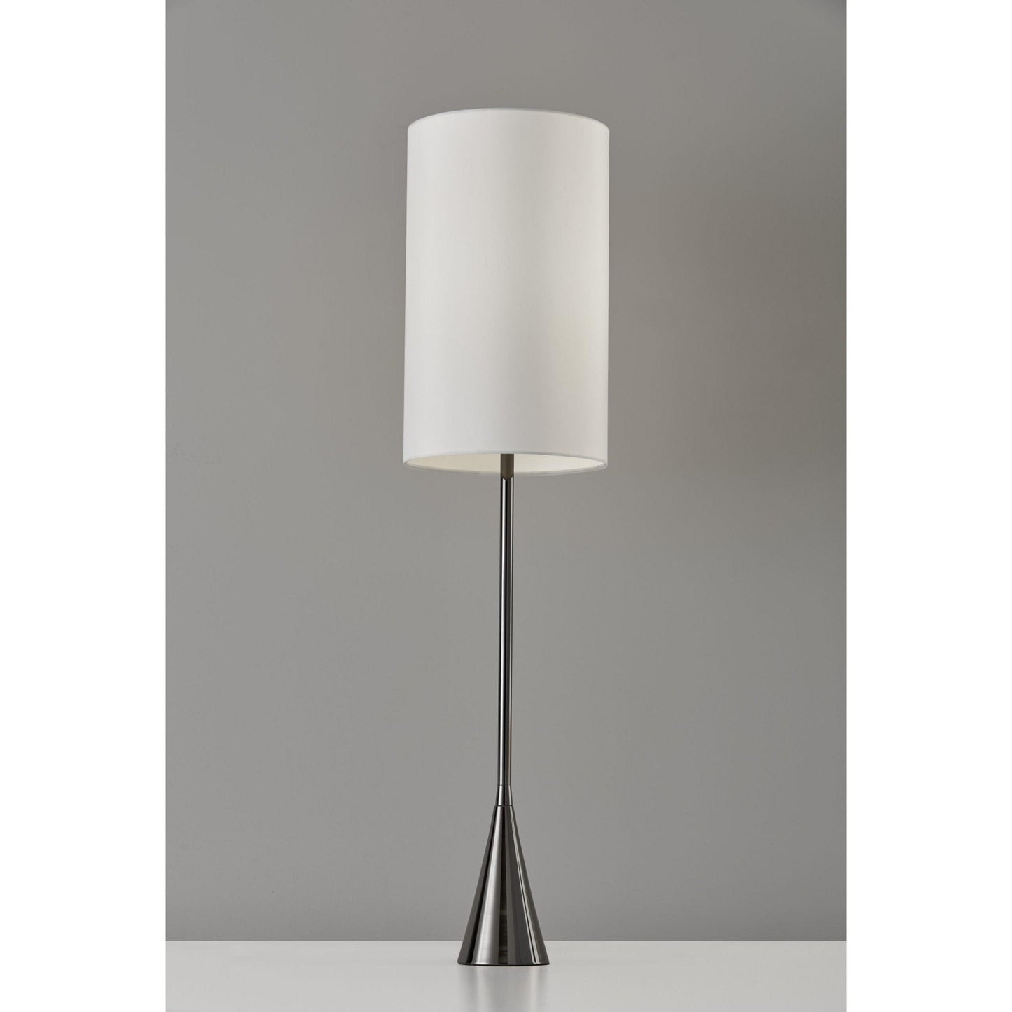 Black Nickel Finish Metal Tall White Shade Table Lamp By Homeroots | Table Lamps | Modishstore