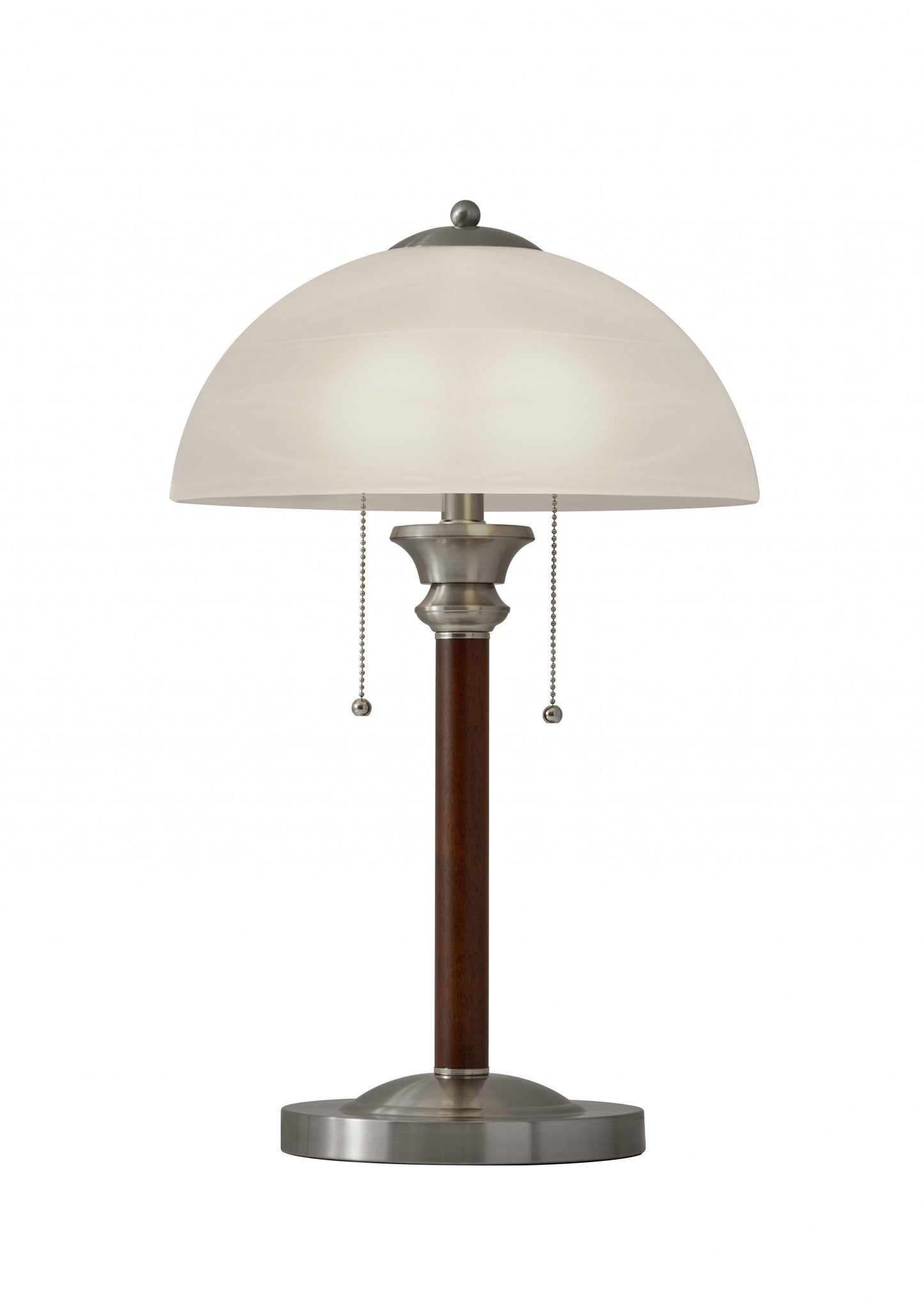 Walnut Wood with Milky Frosted Glass Dome Shade Table Lamp By Homeroots | Table Lamps | Modishstore