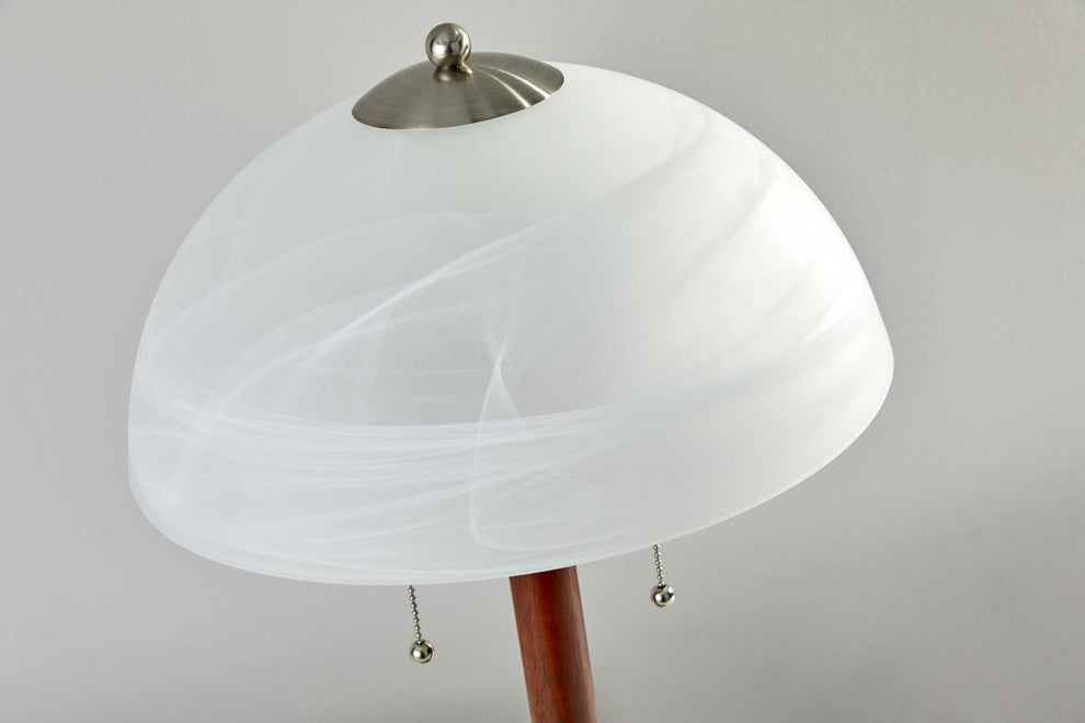 Walnut Wood with Milky Frosted Glass Dome Shade Table Lamp By Homeroots | Table Lamps | Modishstore - 2