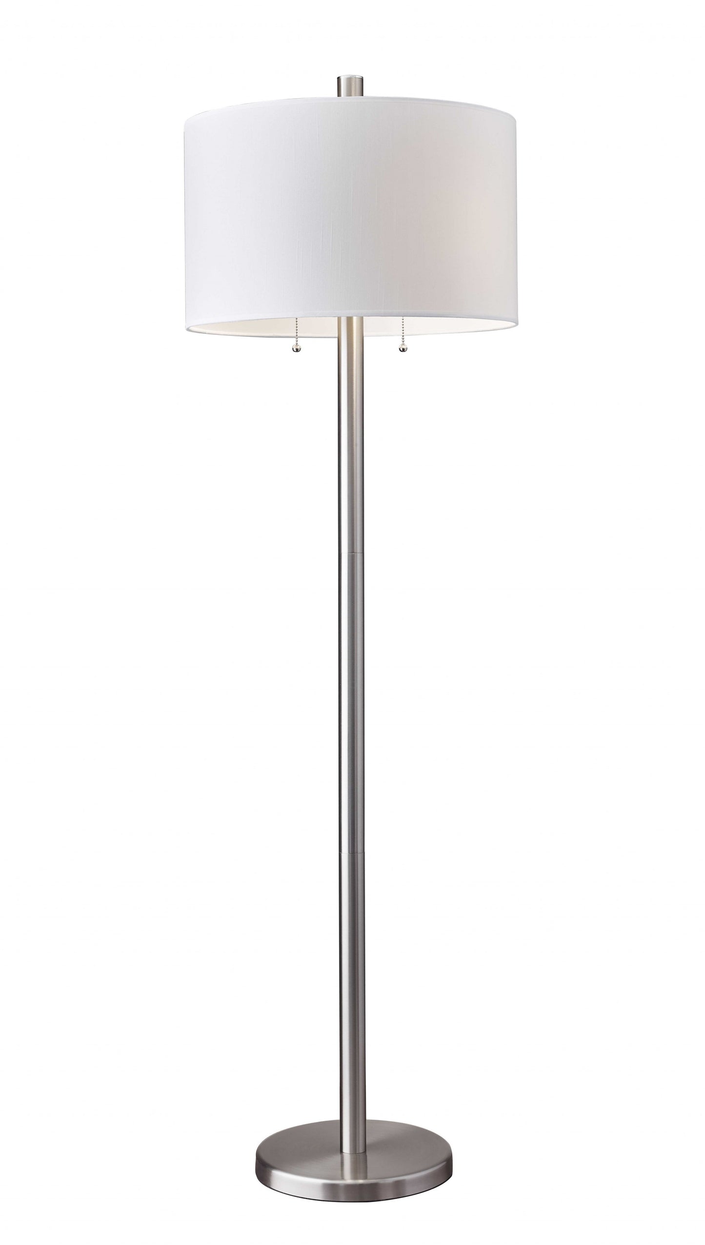 Classic Steel with Double Bulb and White Shade Floor Lamp By Homeroots | Floor Lamps | Modishstore