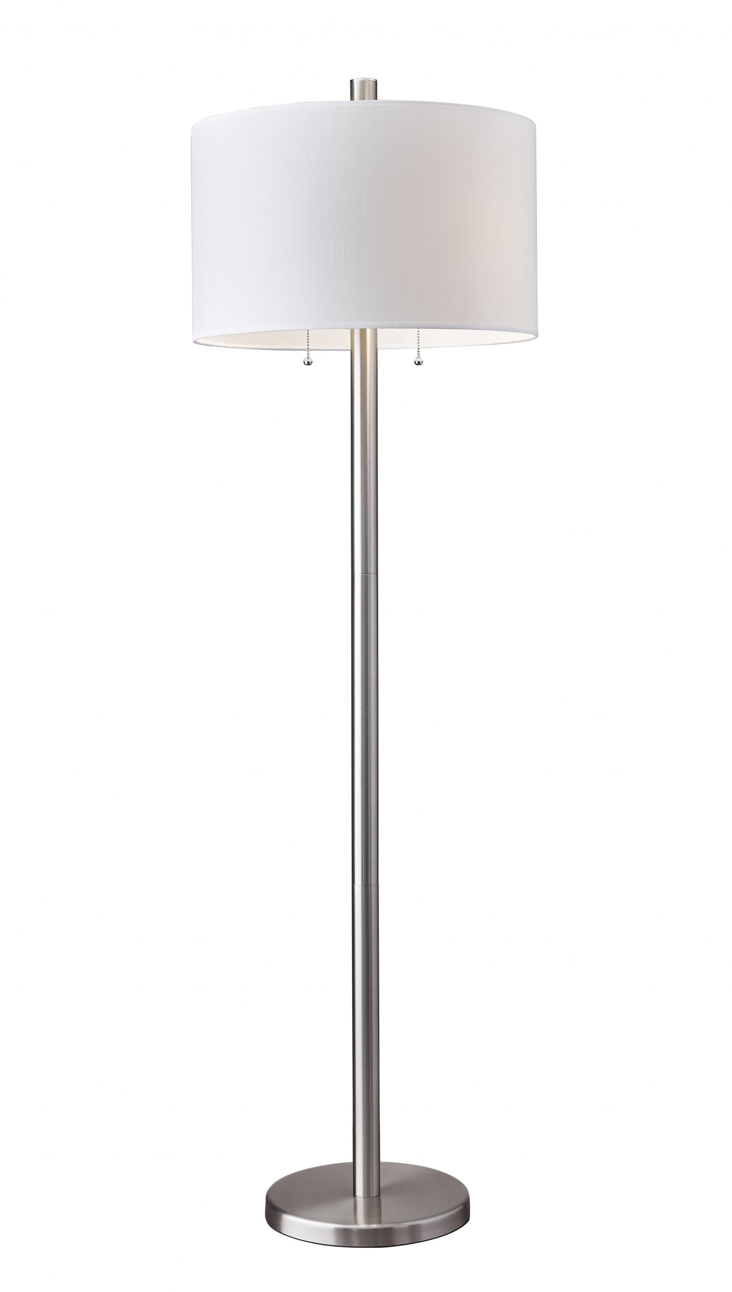 Classic Steel with Double Bulb and White Shade Floor Lamp By Homeroots | Floor Lamps | Modishstore - 2