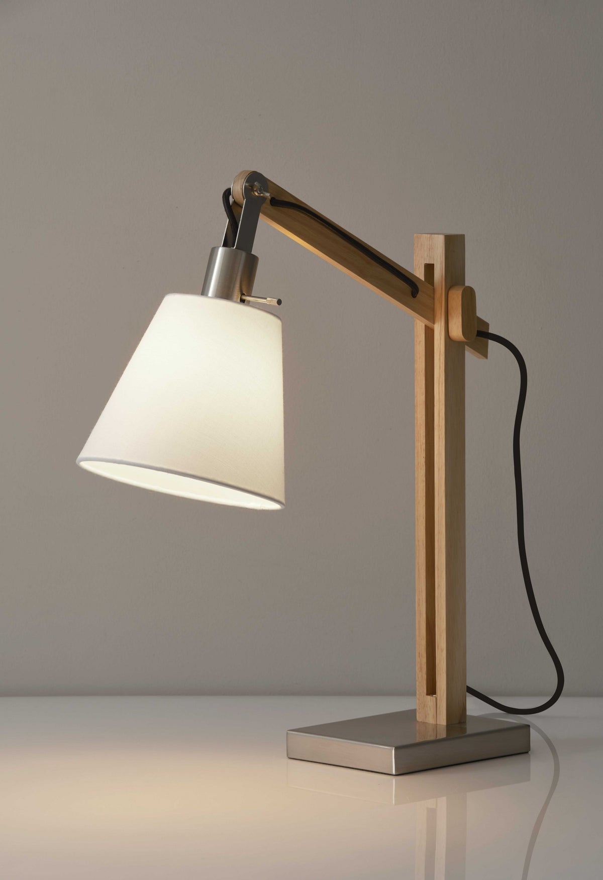 Rustic Hinged Natural Wood Table Lamp By Homeroots | Desk Lamps | Modishstore