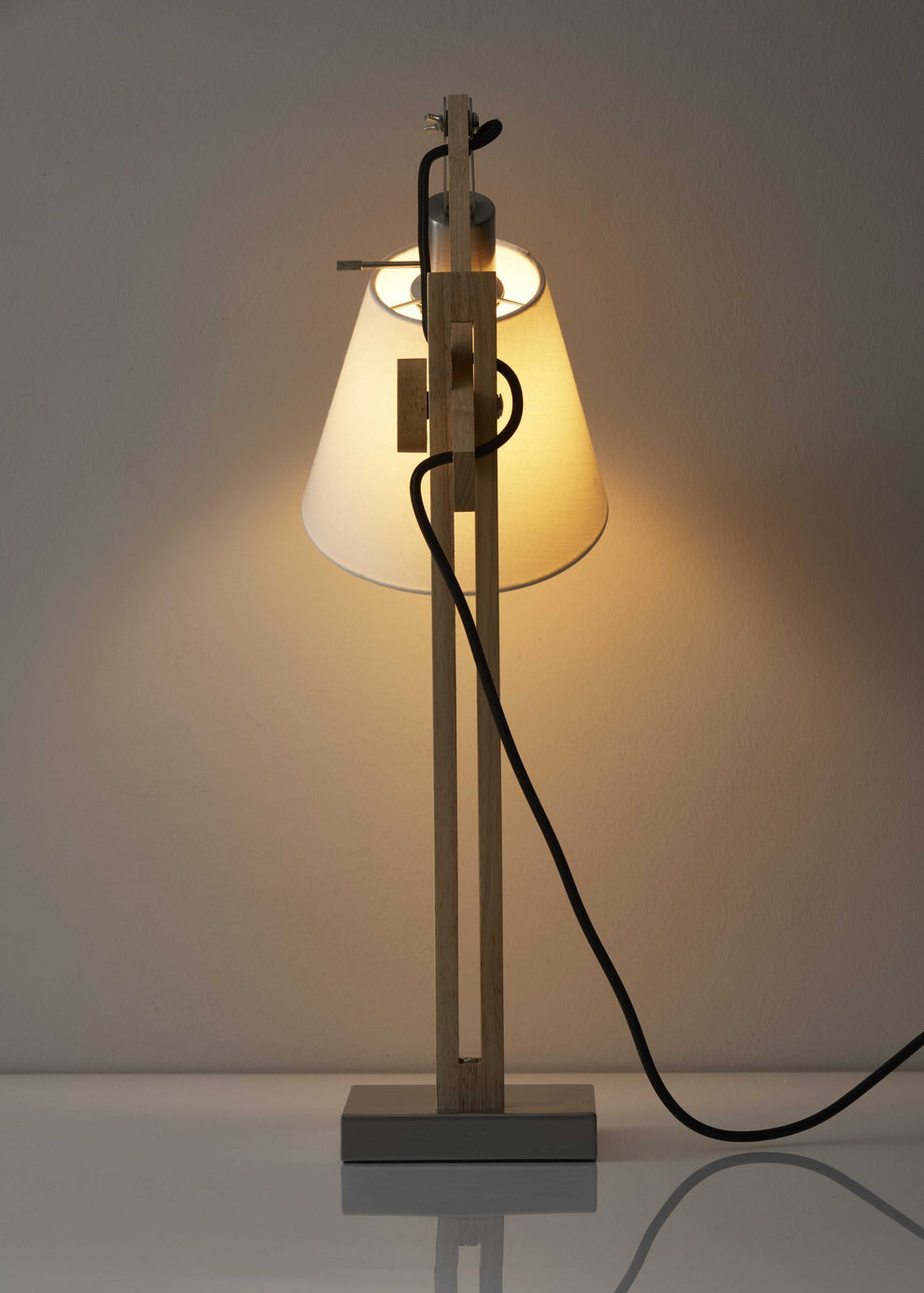 Rustic Hinged Natural Wood Table Lamp By Homeroots | Desk Lamps | Modishstore - 3