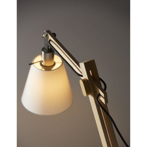 Natural Wood Floor Lamp with Adjustable Hinged Arm By Homeroots | Floor Lamps | Modishstore - 4