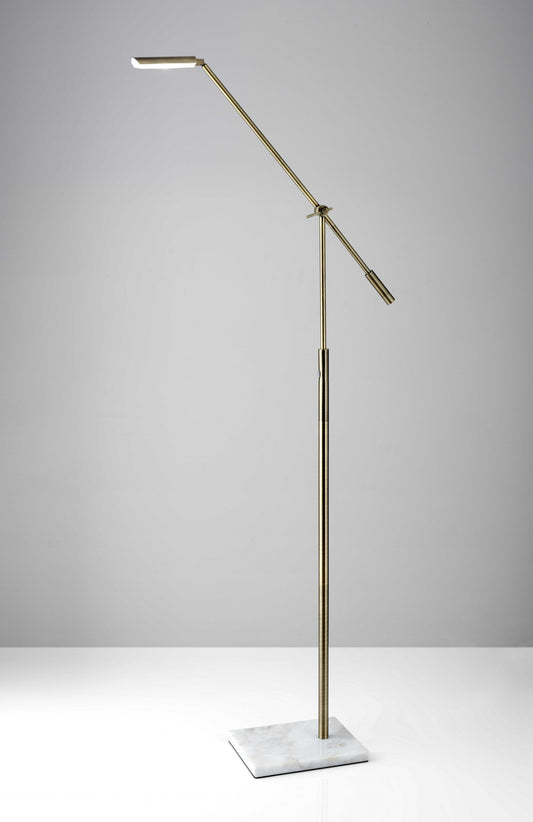 Brass Metal Floor Lamp Adjustable and Dimmable LED By Homeroots | Floor Lamps | Modishstore