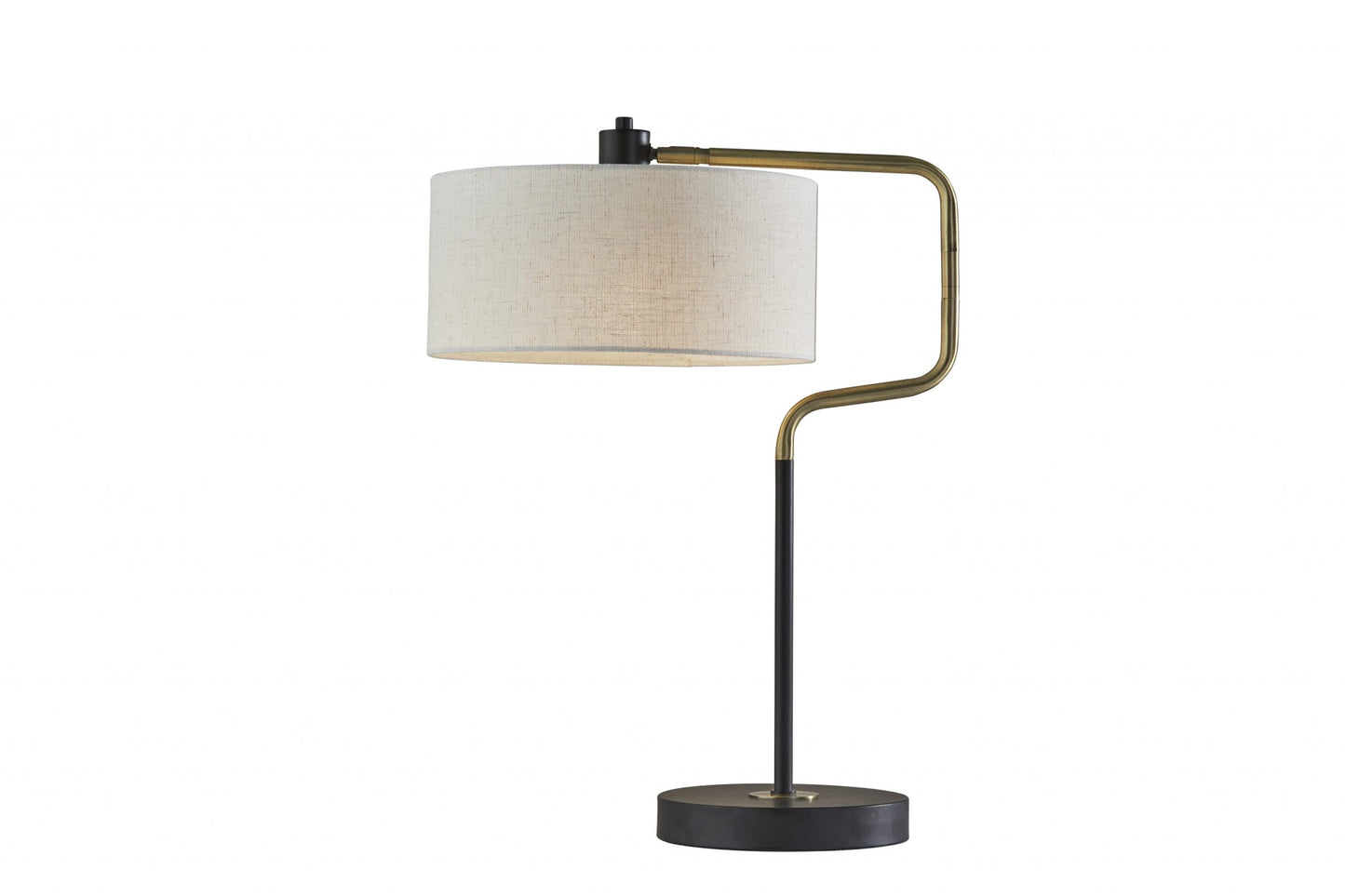 Black Metal with Brass Adjustable Swing Arm and Drum Shade Table Lamp By Homeroots | Table Lamps | Modishstore