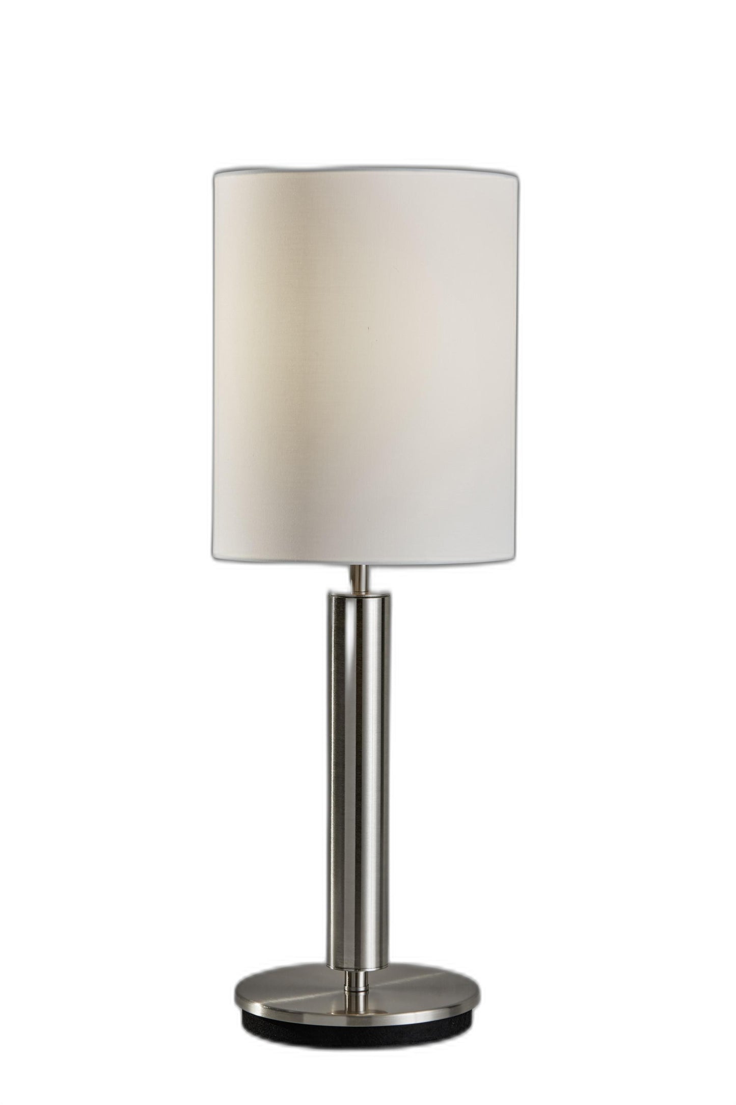 Brushed Steel Metal Stout Pole with Tall Silk Shade Table Lamp By Homeroots | Table Lamps | Modishstore - 2