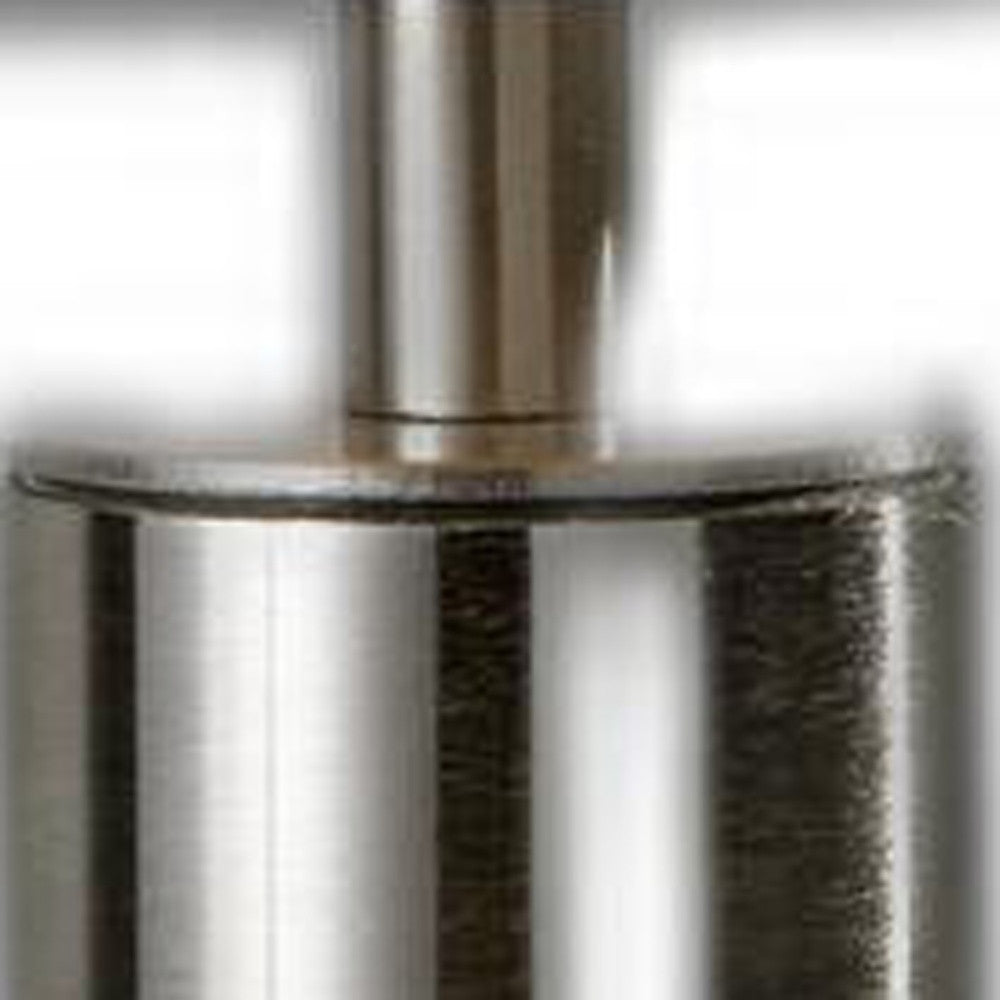 Brushed Steel Metal Stout Pole with Tall Silk Shade Table Lamp By Homeroots | Table Lamps | Modishstore - 3