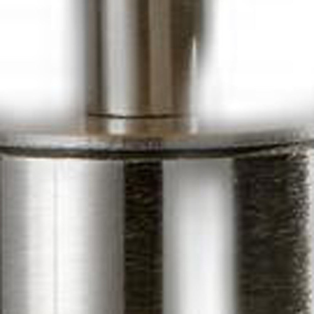 Brushed Steel Metal Stout Pole with Tall Silk Shade Table Lamp By Homeroots | Table Lamps | Modishstore - 4