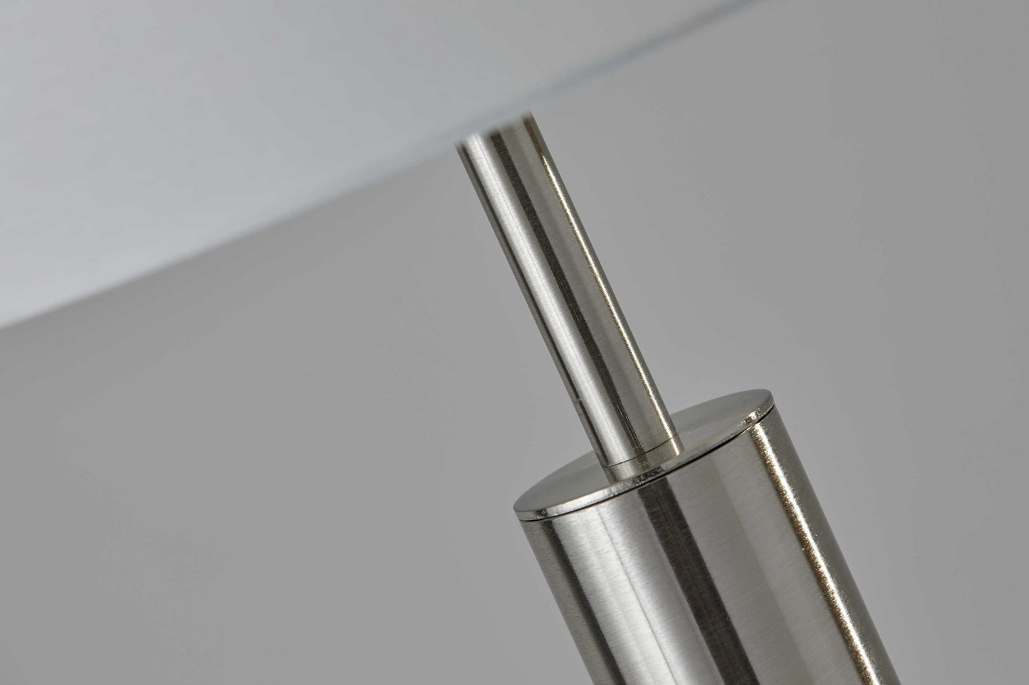 Floor Lamp Brushed Steel Metal Stout Pole with Tall Silk Shade By Homeroots | Floor Lamps | Modishstore - 3