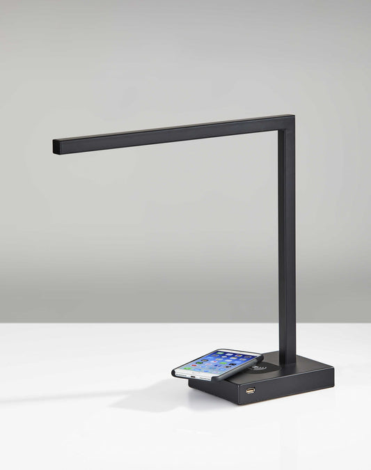 Slender Bar Black Metal LED Charging Desk Light By Homeroots | Table Lamps | Modishstore