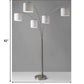 Five Light Floor Lamp Brushed Steel Arc Arms and Petite White Drum Shades | Floor Lamps | Modishstore - 3
