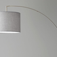 Reading Nook Floor Lamp Brushed Steel Arc Arm Adjustable Grey Fabric Shade