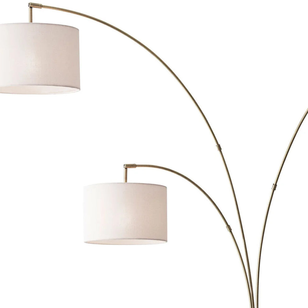 Three Light Floor Lamp Brass Metal Arc Arms | Floor Lamps | Modishstore - 2