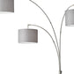 Three Light Floor Lamp Brushed Steel Metal Arc Arms | Floor Lamps | Modishstore