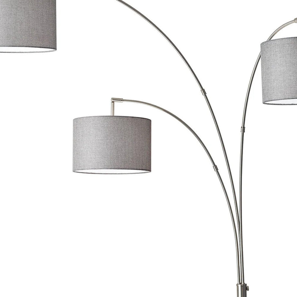 Three Light Floor Lamp Brushed Steel Metal Arc Arms | Floor Lamps | Modishstore