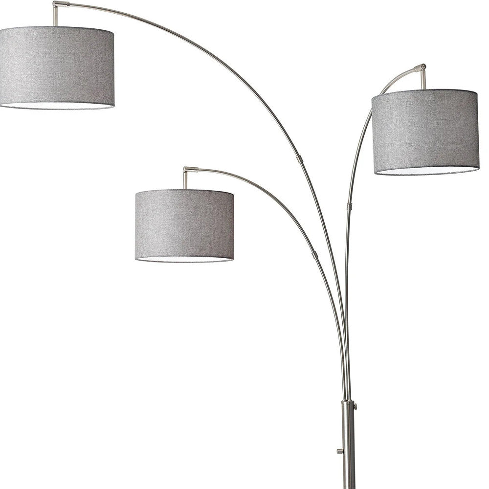 Three Light Floor Lamp Brushed Steel Metal Arc Arms | Floor Lamps | Modishstore - 3