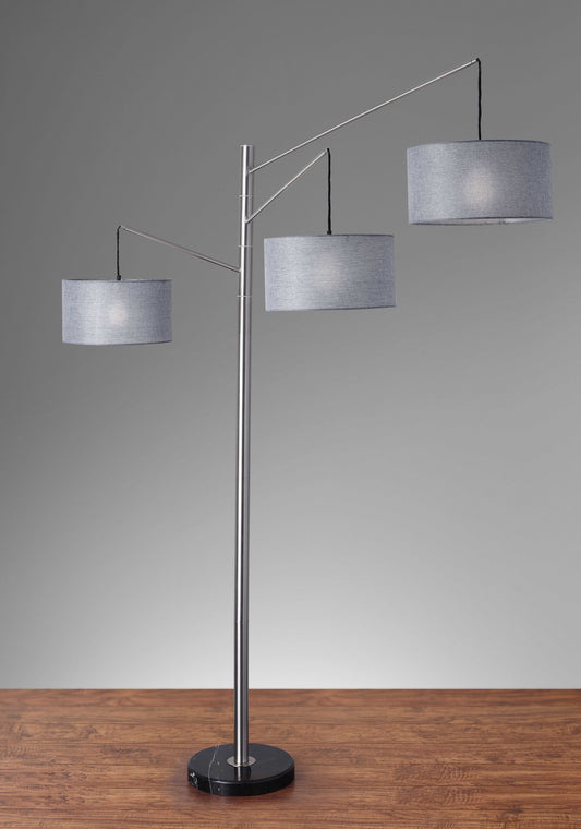 Three Light Floor Lamp Brushed Metal Swing Arms By Homeroots | Floor Lamps | Modishstore