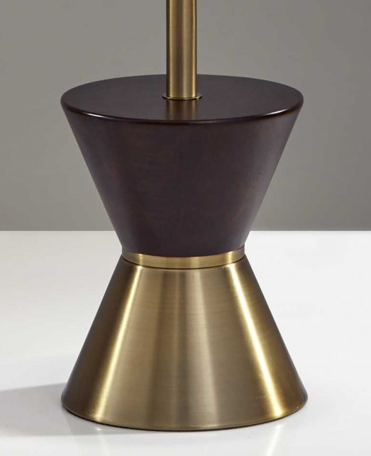 Brass Wood Diabolo Floor Lamp with Tall Textured Beige Shade By Homeroots | Floor Lamps | Modishstore - 5