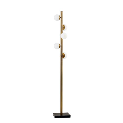 Swirled Sphere Brass Metal LED Floor Lamp By Homeroots | Floor Lamps | Modishstore