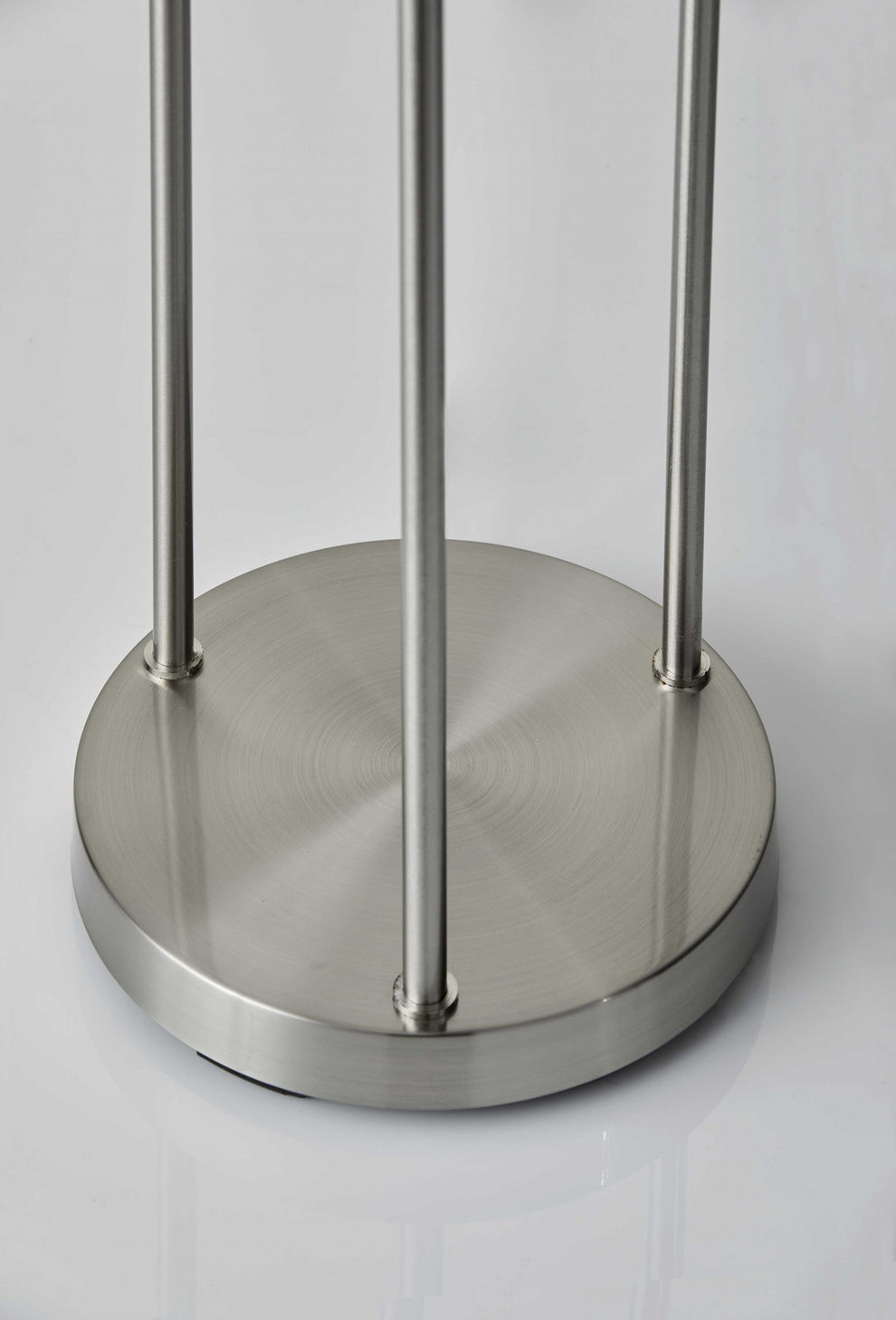Three Light Floor Lamp in Brushed Steel with Two Clear Storage Shelves By Homeroots | Floor Lamps | Modishstore - 4