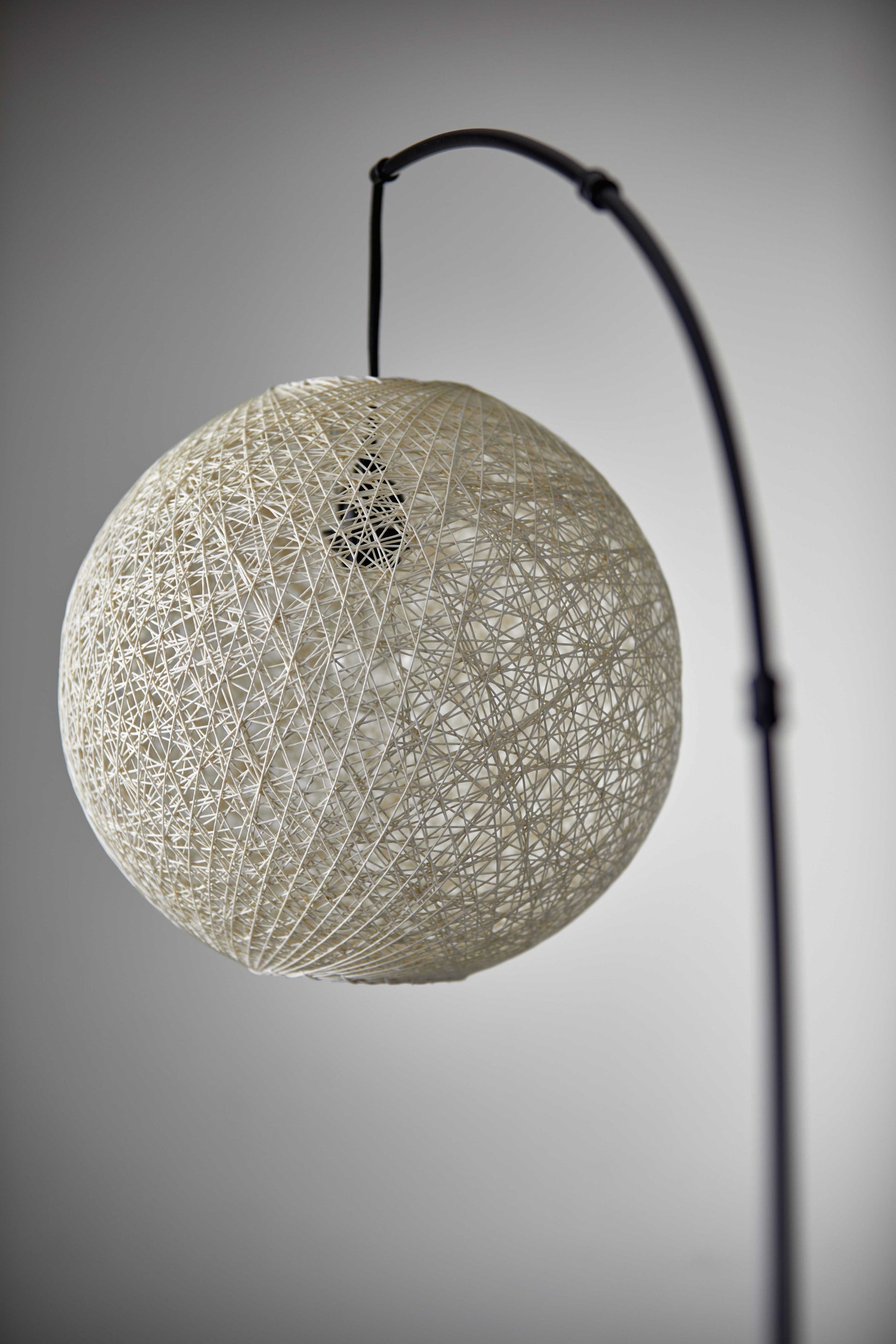 Floor Lamp with Bronze Metal Arc and Groovy Rattan String Ball Shade By Homeroots | Floor Lamps | Modishstore - 2