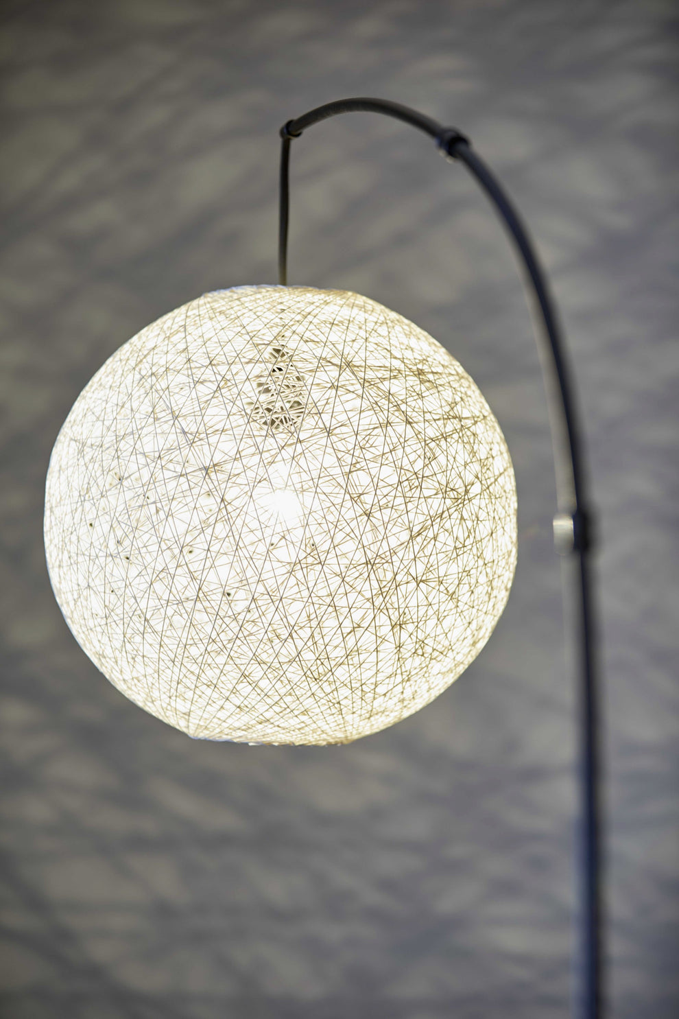 Floor Lamp with Bronze Metal Arc and Groovy Rattan String Ball Shade By Homeroots | Floor Lamps | Modishstore - 3