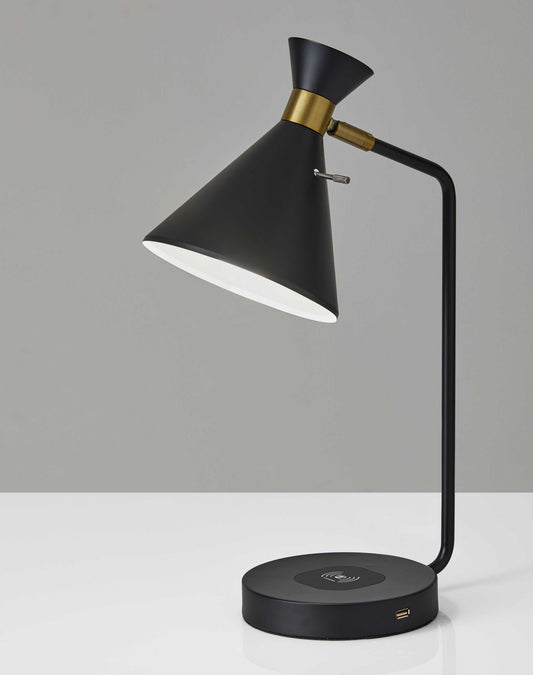 Asymmetrical Diabolo Black Metal Desk Lamp By Homeroots | Desk Lamps | Modishstore