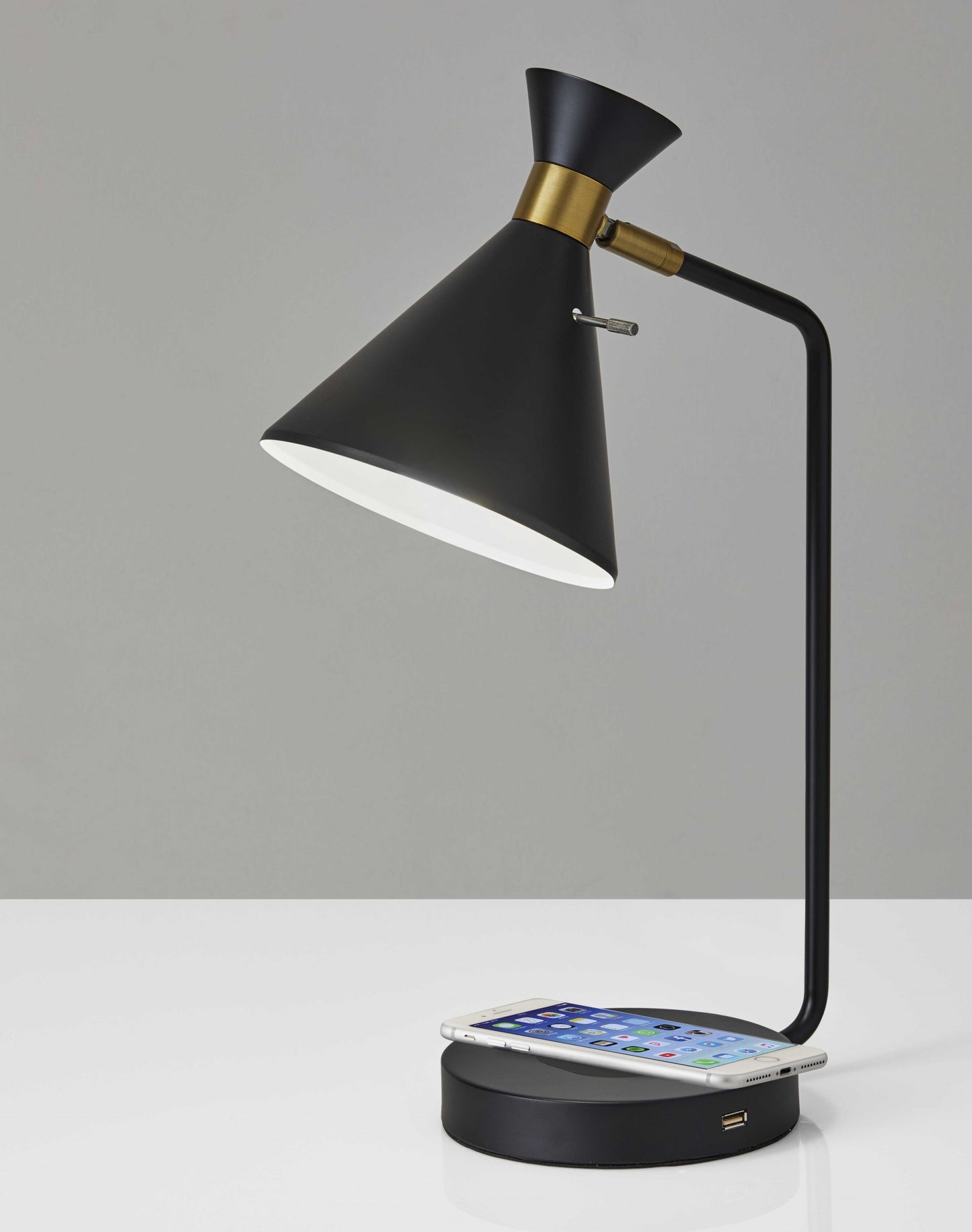 Asymmetrical Diabolo Black Metal Desk Lamp By Homeroots | Desk Lamps | Modishstore - 3