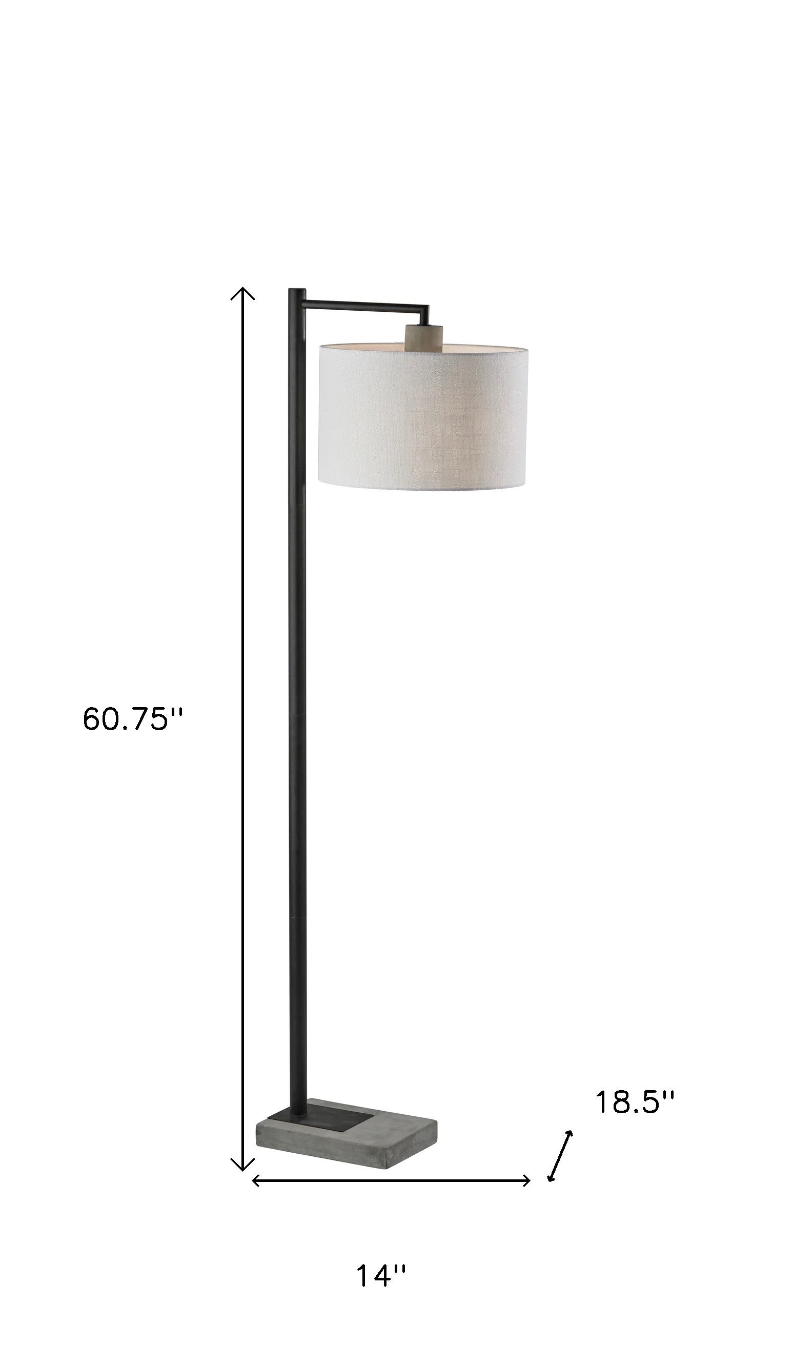 Black Metal Floor Lamp with Cement Accent Base By Homeroots | Floor Lamps | Modishstore - 2