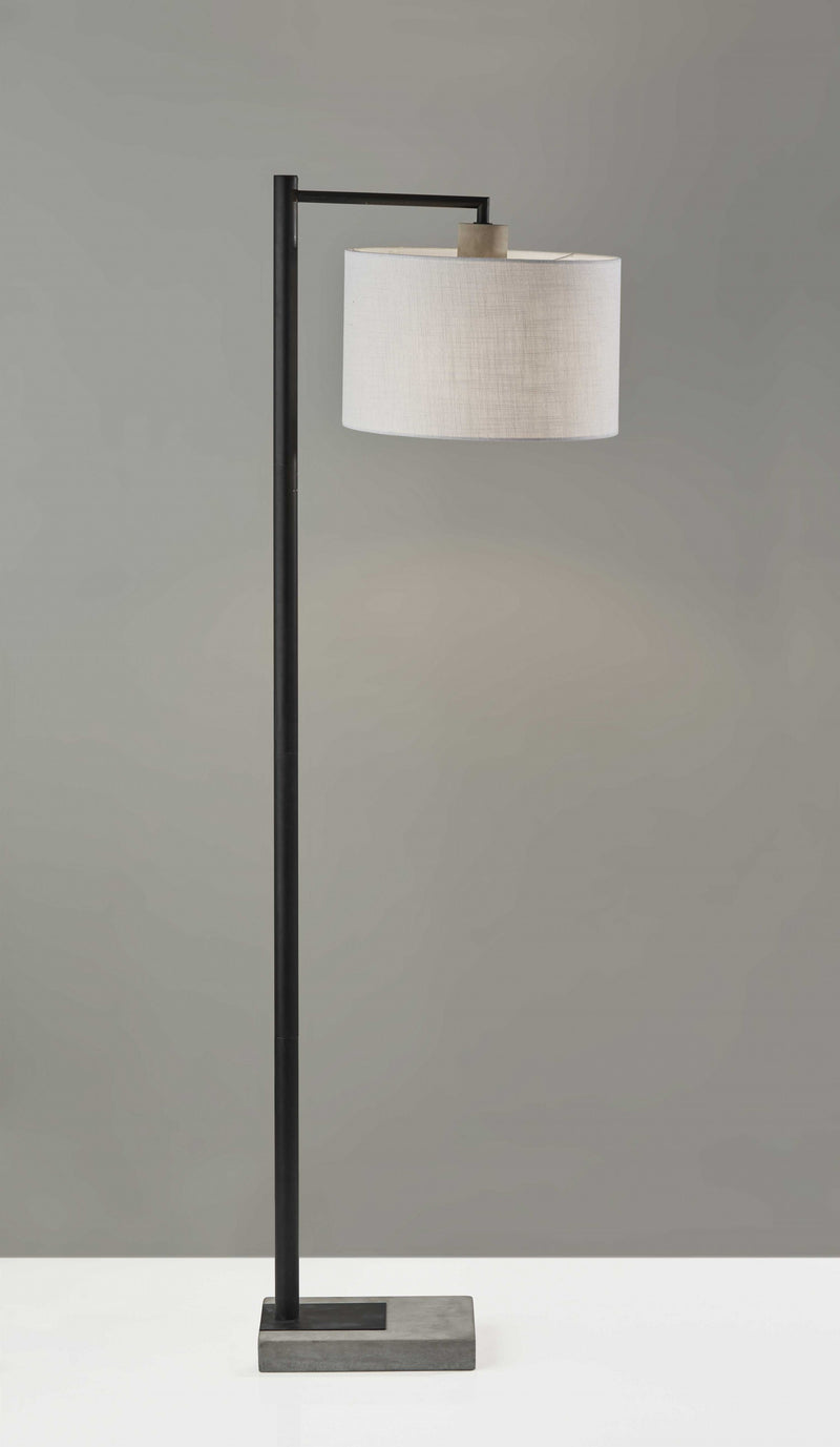 Black Metal Floor Lamp with Cement Accent Base By Homeroots | Floor Lamps | Modishstore