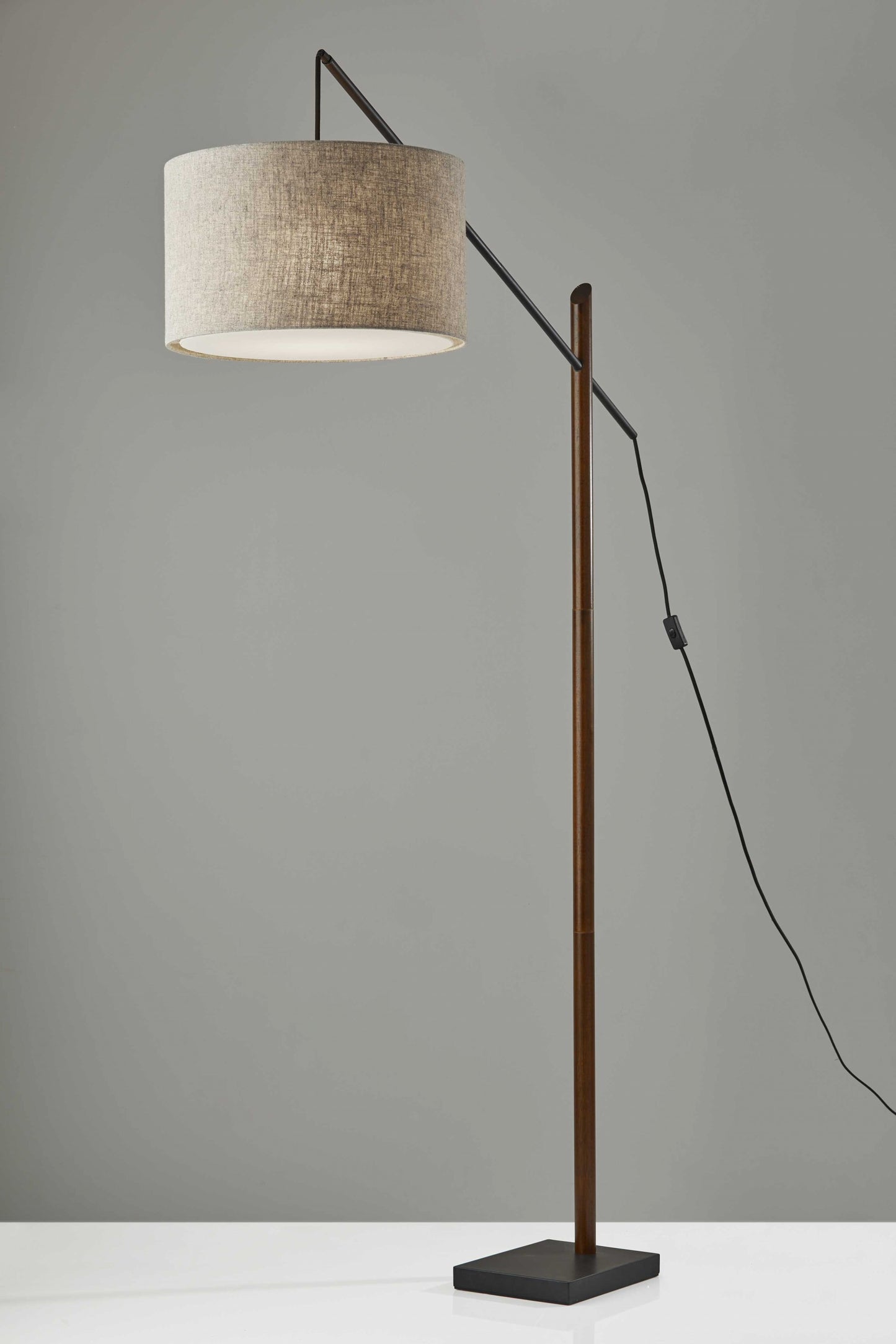 Sculptural Wood Floor Lamp with Adjustable Black Metal Arm By Homeroots | Floor Lamps | Modishstore - 5