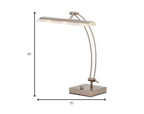 Wide Angle Adjustable Brushed Steel Metal LED Desk Lamp By Homeroots | Desk Lamps | Modishstore - 6