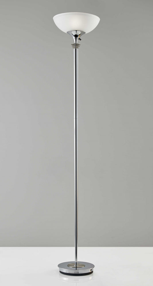 Modern Chrome Thick Pole Torchiere Floor Lamp