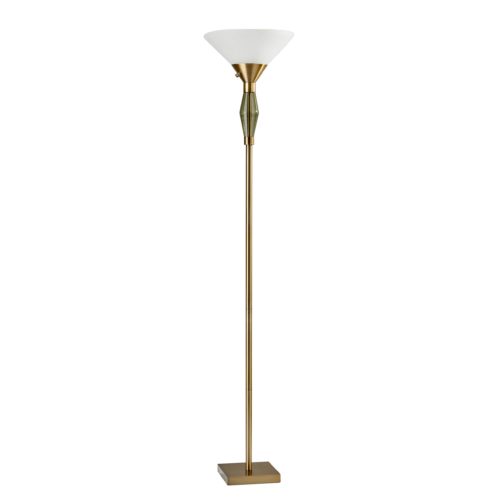 Green Glass Bauble Torchiere Floor Lamp in Burnished Brass Finish By Homeroots | Floor Lamps | Modishstore - 2